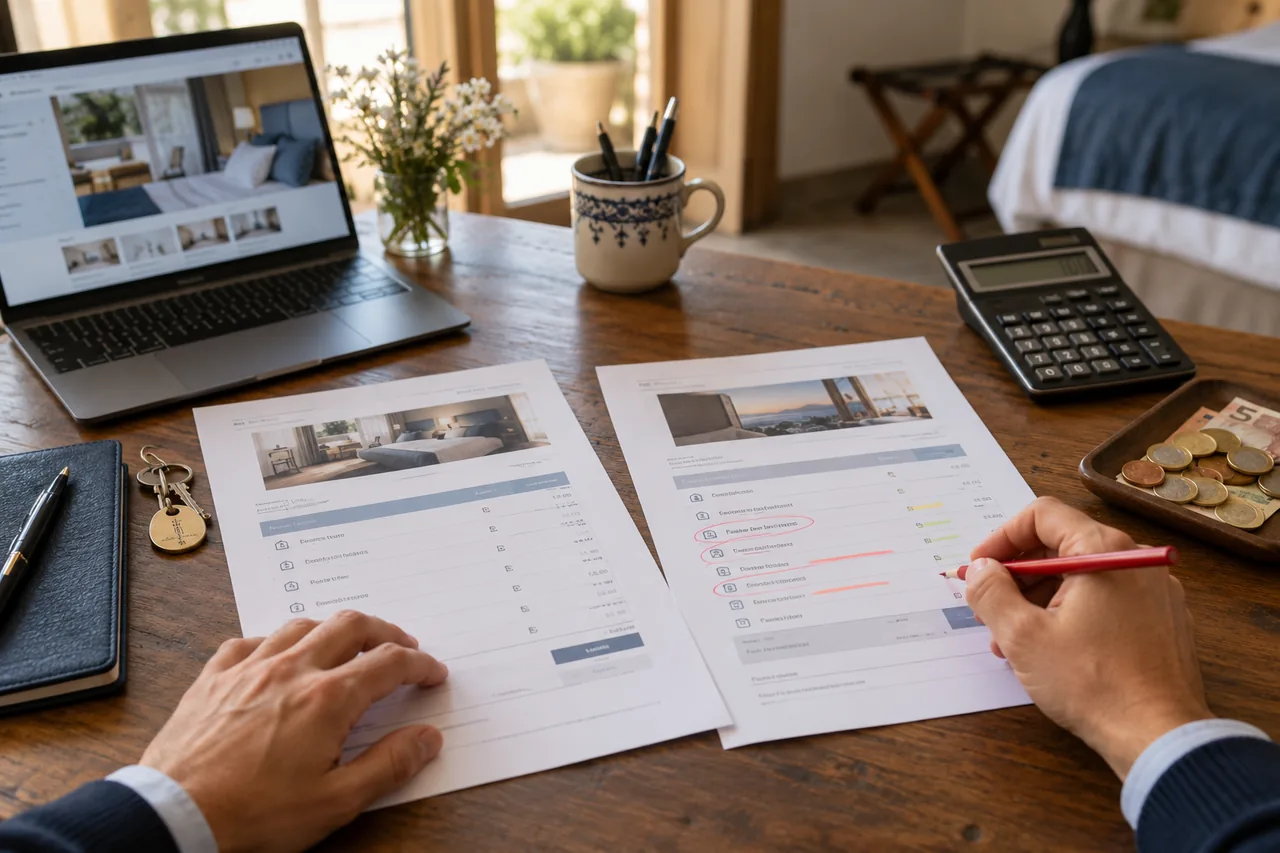 Two booking invoices compared to calculate net revenue