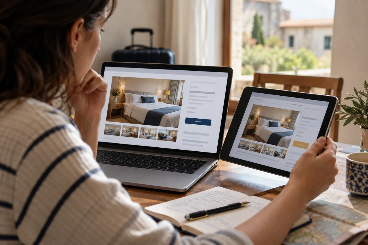 Comparison of the same room's rates on two devices
