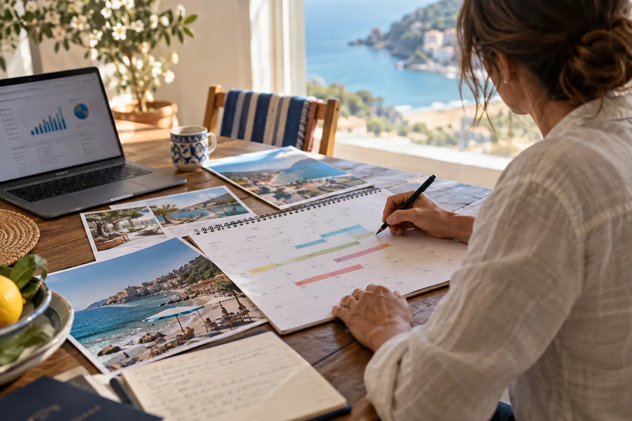 Yearly calendar for planning seasonal hotel campaigns