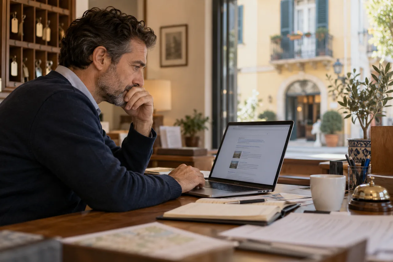 Hotel owner checking search results for their property