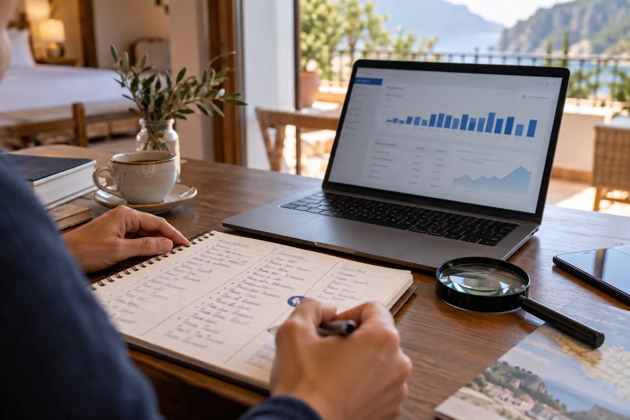 Search research notebook and keyword data on a computer