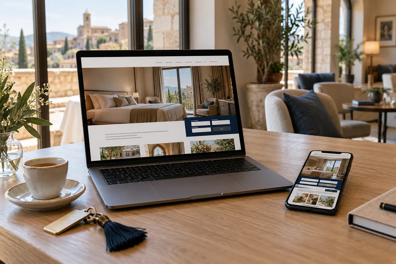 Sito di un hotel su computer e smartphone